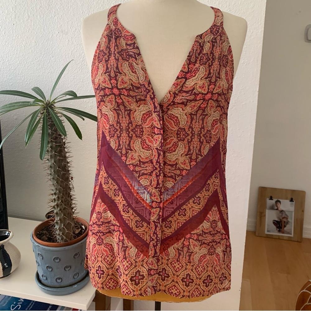 Sanctuary Lyric Boho sleeveless top in purple and red paisley-like print